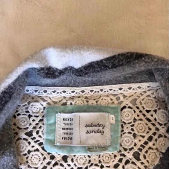 Anthro Saturday Sunday Elise Grey Striped Cardigan - Picture 5 of 6